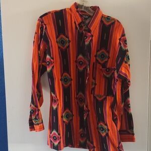 Men's Orange & Purple Pattern Long-Sleeve Button-Down Shirt